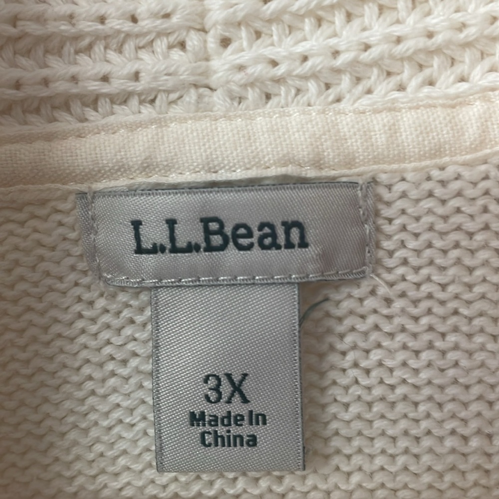 L.L. Bean Cream Open-Front Ribbed Cardigan - Picture 3 of 15